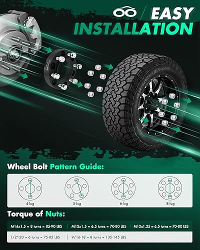 Miniatura 6 de SCITOO 2 espaciadores de rueda de 6 x 5.5 pulgadas, paso de rosca de 12 x 1.5 pulgadas, orificio del buje de 4.173 in, espaciadores de rueda de 6