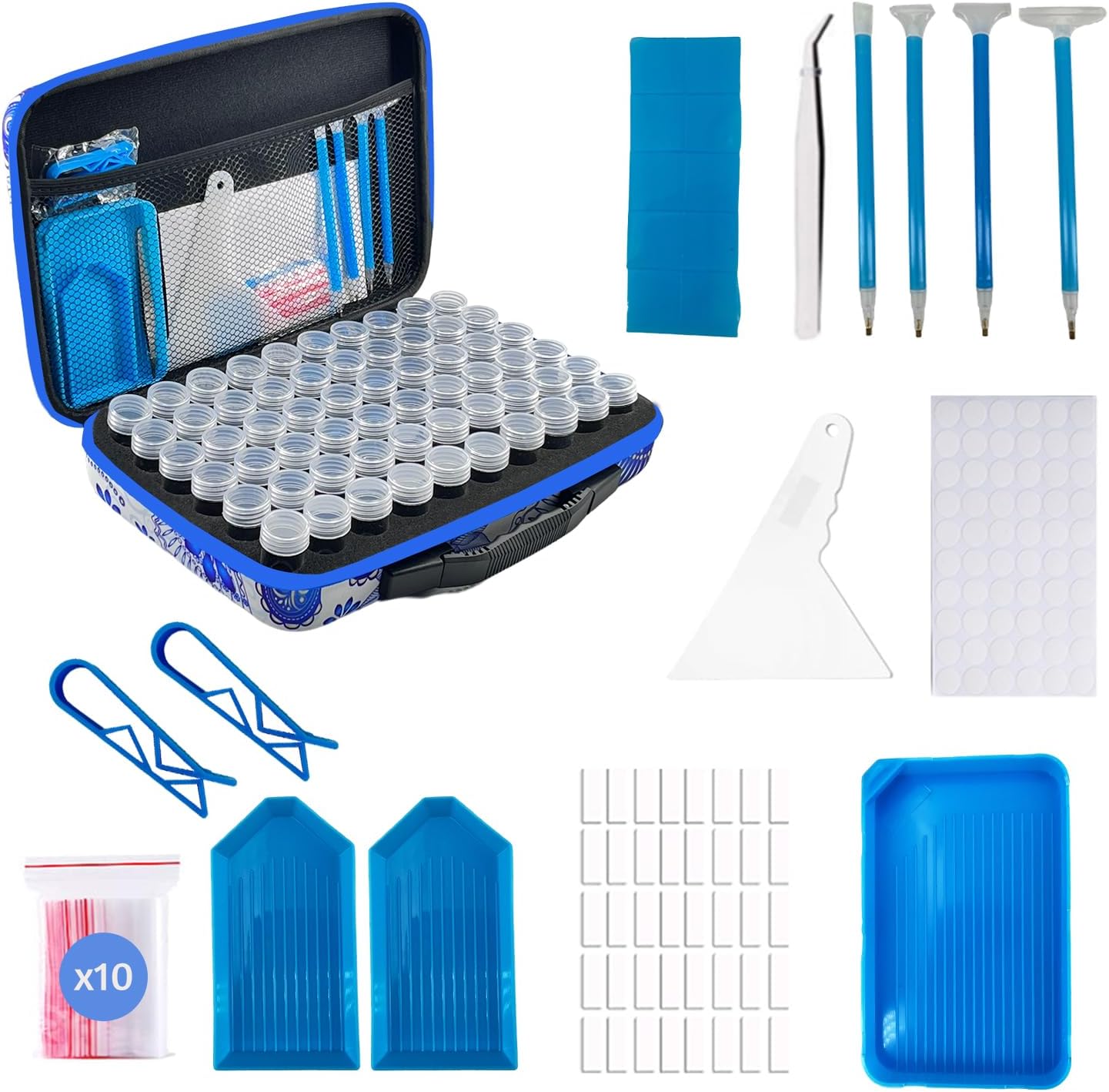 Diamond Painting Storage Containers, 60 Slots Diamond Art Accessories and Tools Kits Storage Box(Blue)