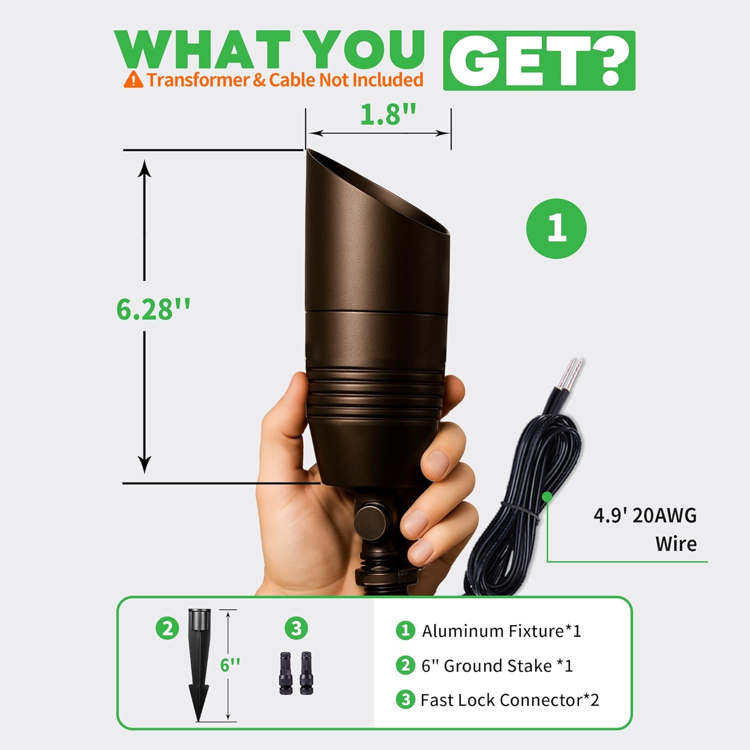 LED Spotlight, 3000K/4000K/5000K Adjustable Color Temperature Waterproof Outdoor Landscape Uplight, 12V AC/DC Wired Durable Aluminum ORB for Tree Garden Wall 4 Pack - Image 5