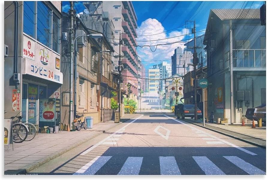 油絵　街並み　額付き 油絵街並み額付き