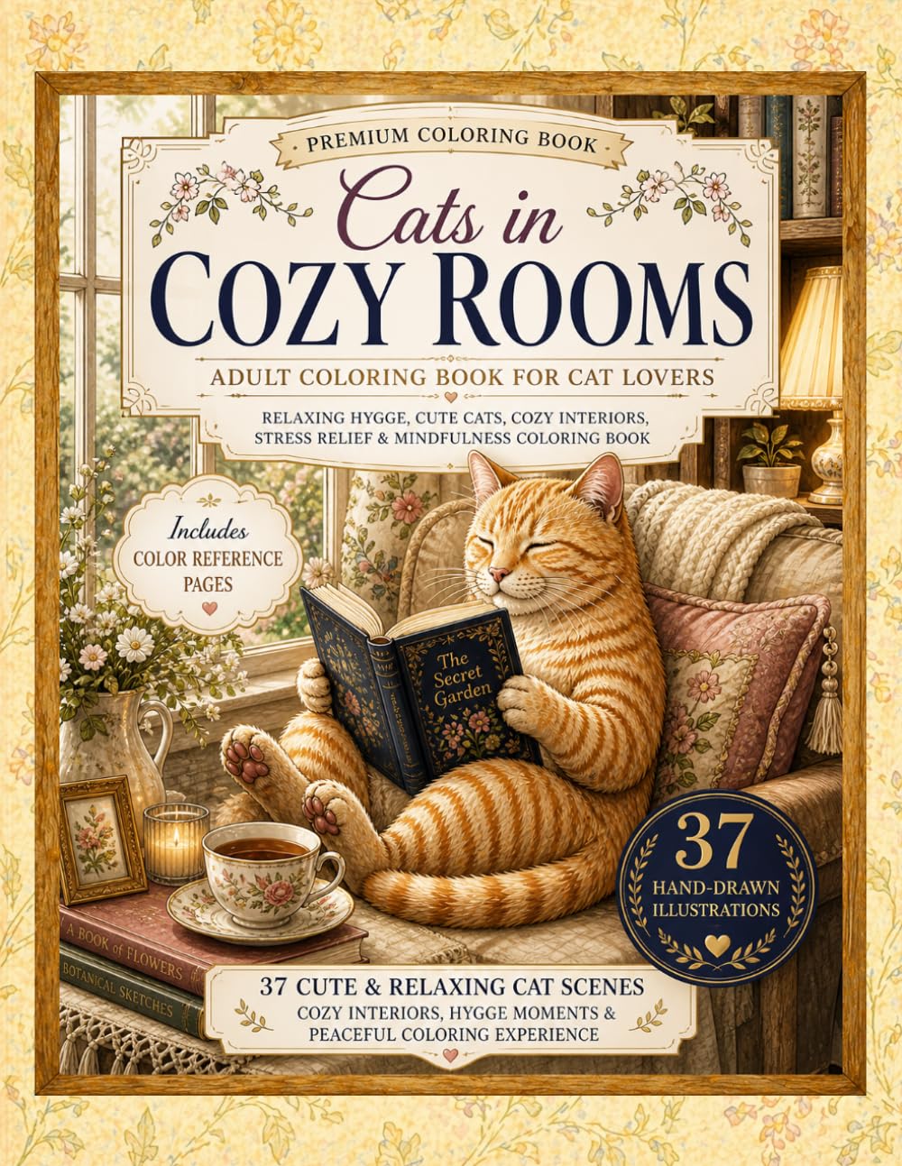 Cats in Cozy Rooms Premium Edition: Adult Coloring Book for Cat Lovers | Includes Full Color Reference Pages: Hygge Interiors, Peaceful Coloring & ... & Easy to Color (Purrfect Relaxation)