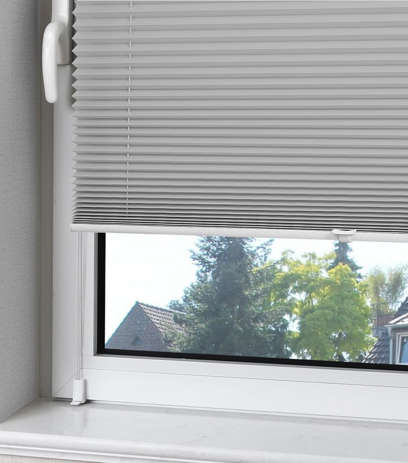 OUBO Lichtdurchlässige Faltjdbc-Jalousie, Grau 40 x 120cm, ideal für Fenster & Tür