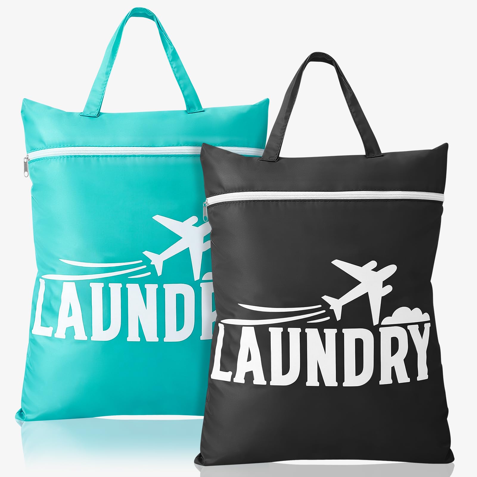 saerryor 2 Pcs Travel Laundry Bag with Handle,Large Foldable Dirty Laundry Bag for Travel Holiday Camping Swimming Fitness Yoga