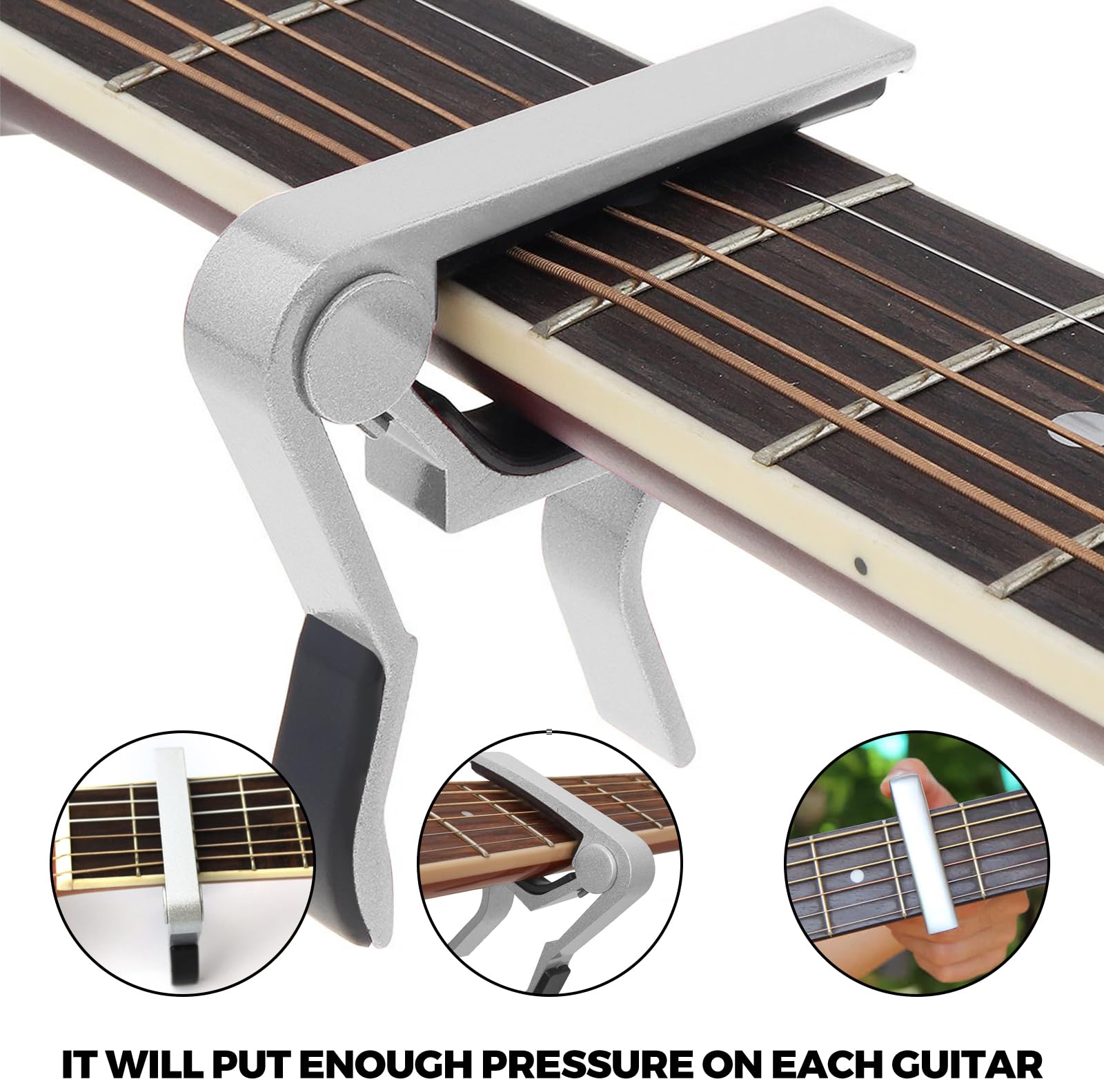 Capodaster gitara, klasyczna gitara elektryczna Capo Gitara akustyczna, gitara basowa, gitara elektryczna, ukulele, bas, banjo i mandolina