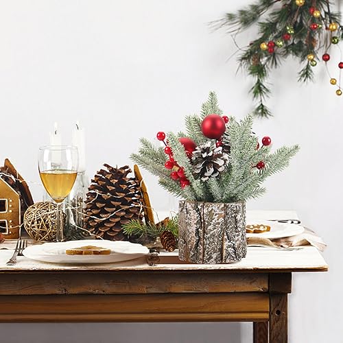 Miniatura 5 de Super Holiday Árbol de Navidad pequeño mini decoración artificial de árbol de Navidad de mesa con adornos de bola de Navidad para fiestas en casa