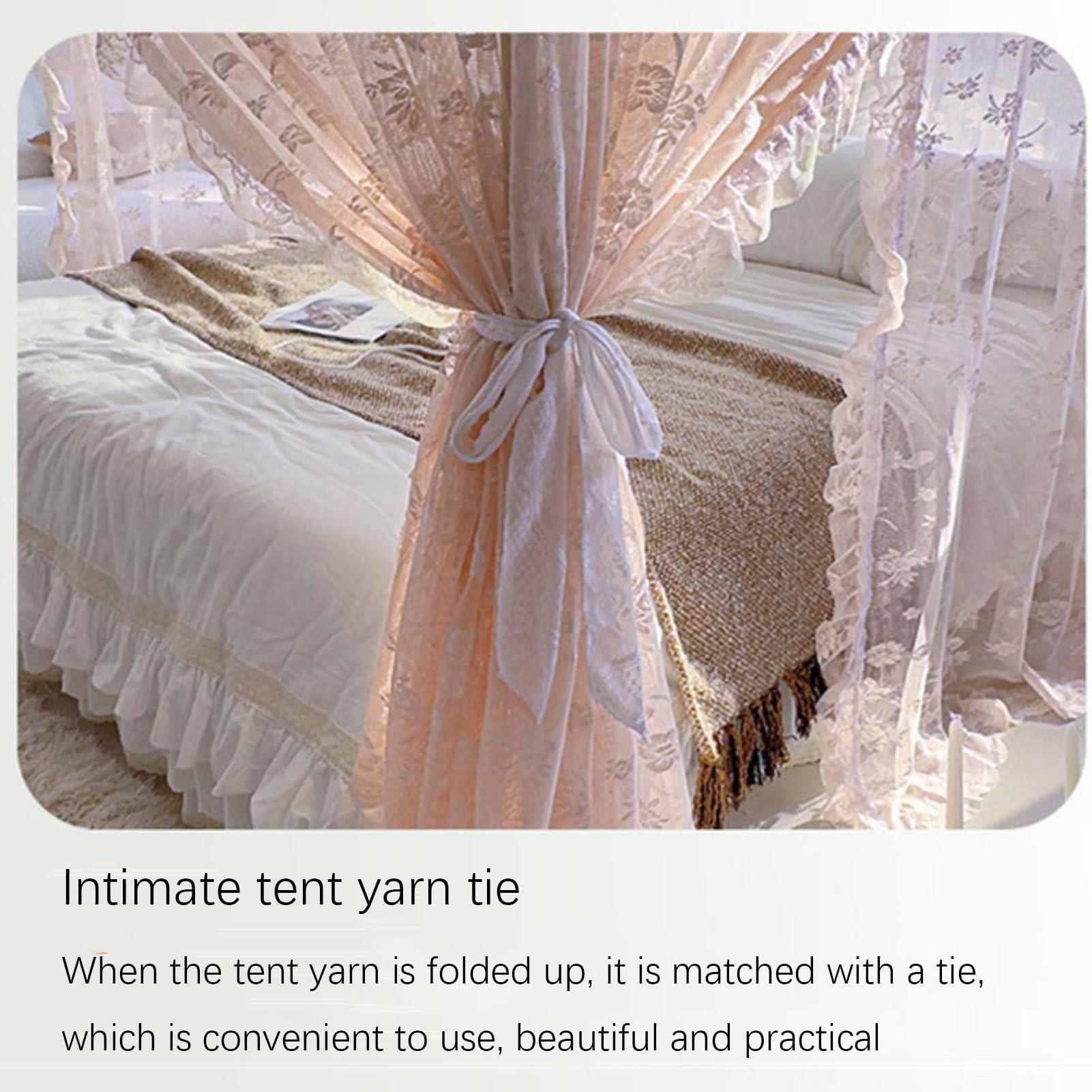 Vnook 4 Ecken Post Princess Baldachin Bett Vorhänge Moskitonetz Bett Vorhänge Spielzelte Raumdekoration for Indoor Outdoor(White,150x200cm)