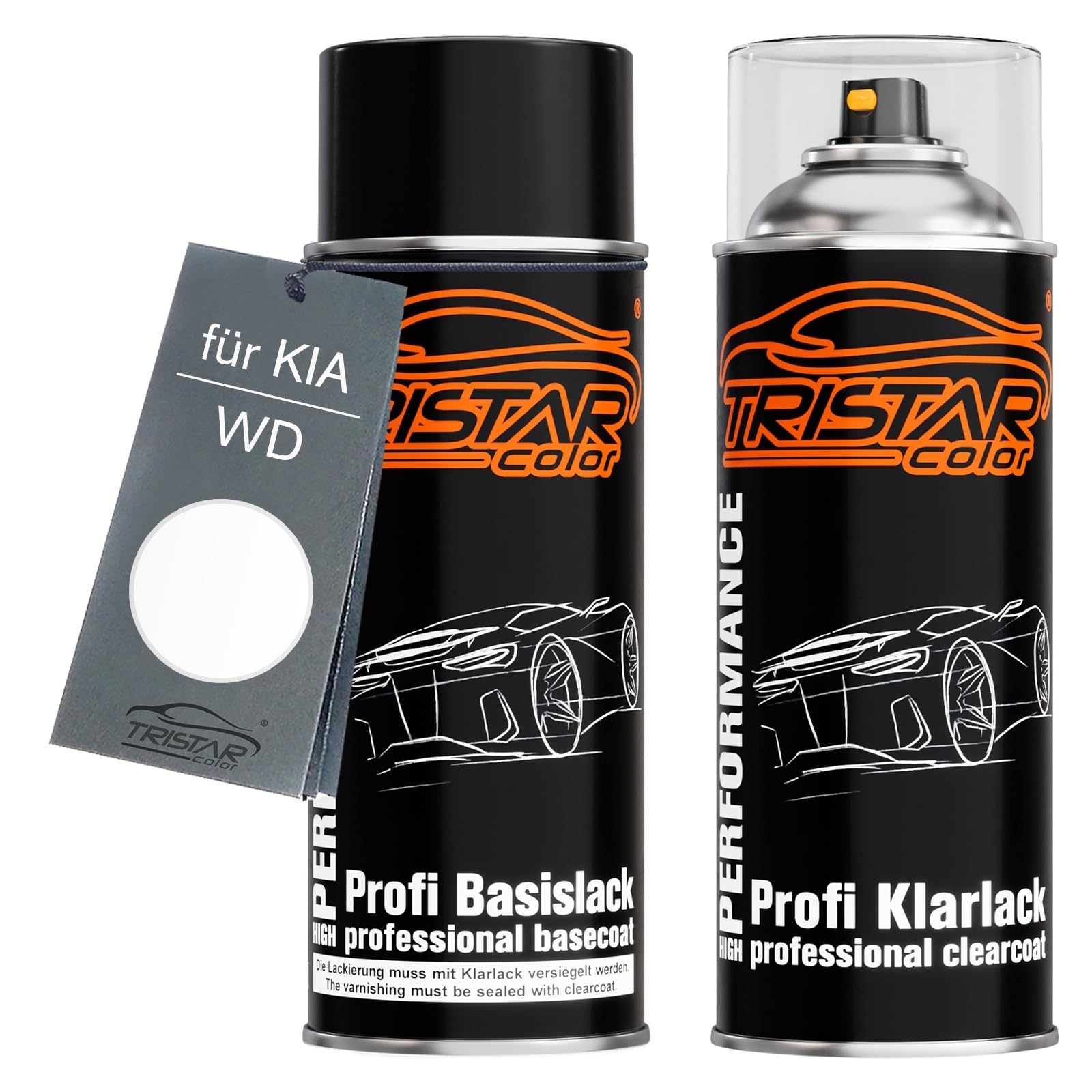 TRISTARcolor Vernice per auto Kit di bombolette spray per KIA WD Casa White/Carraraweiss vernice di base vernice trasparente bomboletta a spruzzo 400ml