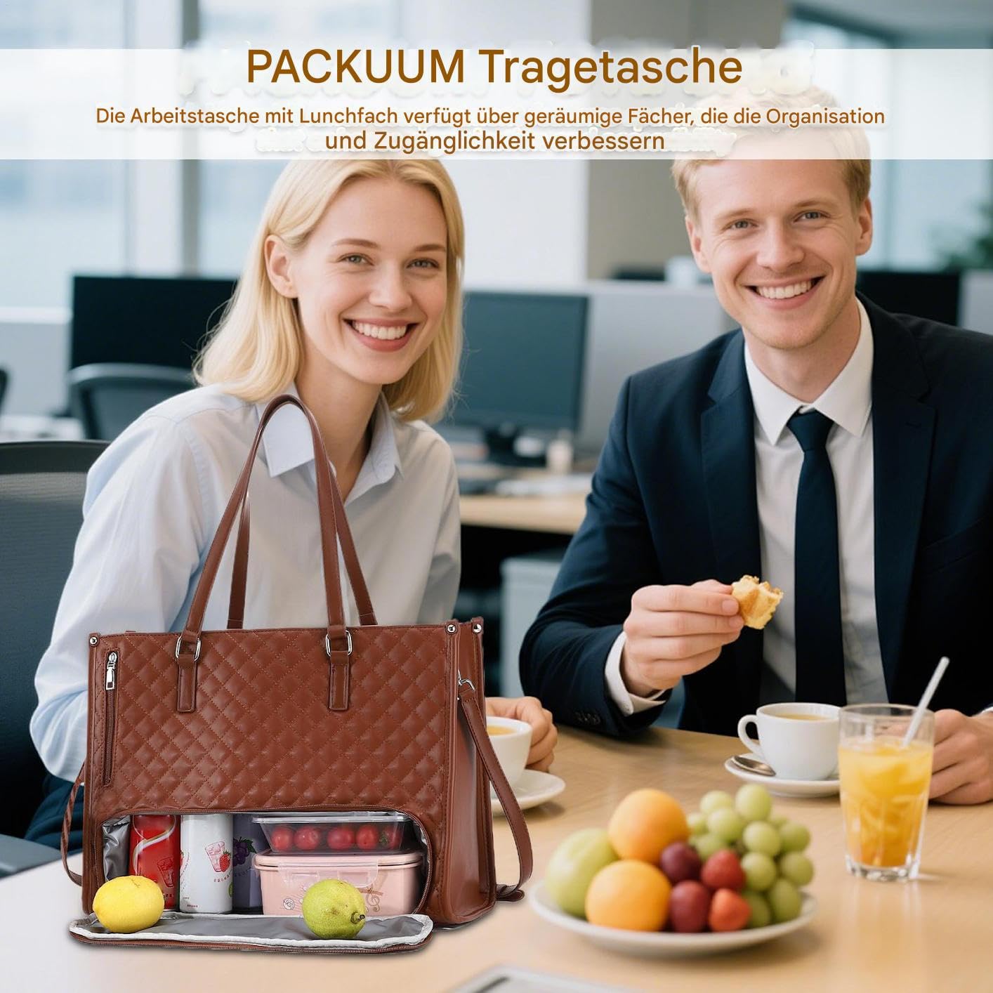 Borsa Tote con Scompartimento Pranzo Zaino Termico Per Laptop | Tote Per Pranzo Da 39,6 Centimetri per Computer Portatile Acqua Cibo Donne Studente Ufficio Infermiere Professioniste