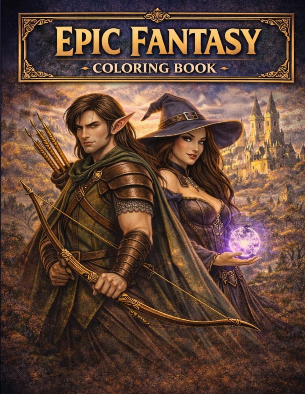Epic Fantasy Coloring Book: 50 Unique Illustrations of Mythical Creatures, Heroes, Elves, Dragons and Magical Worlds for Relaxation and Creativity