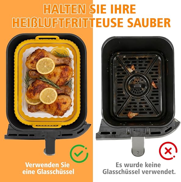 Plat à Four en Verre Moule Poignée en Silicone Air Fryer Accessoires pour Ninja AF400EU AF500EU AF451EU DZ401, Moule Air Fryer Réutilisable Silicone Plat, Grille Racks, Paniers à Friture - 4