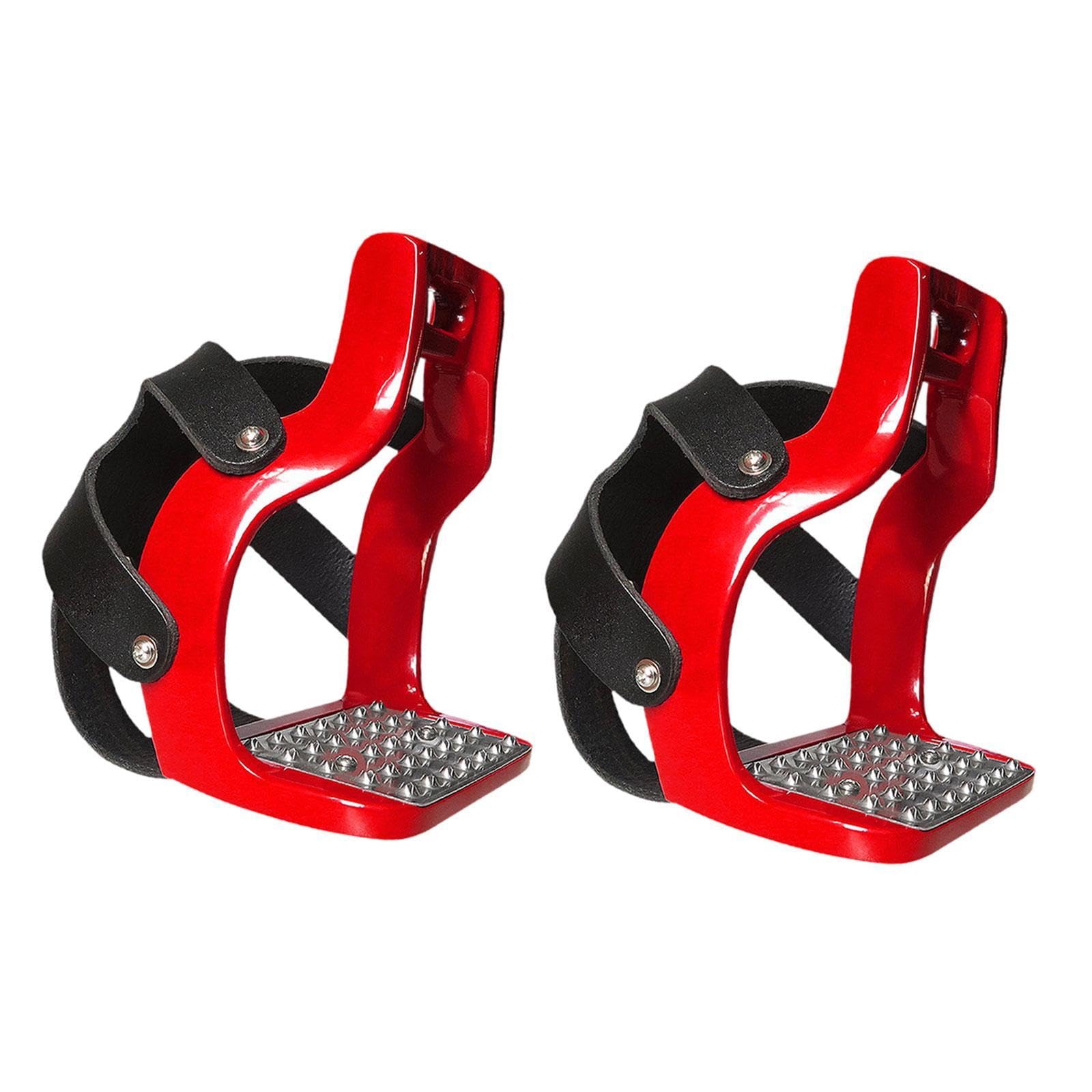 Milageto 2X Estribos para Montar Estribos ecuestres para Hombres y Mujeres Sillín de protección para Montar Estribos para Montar, Rojo