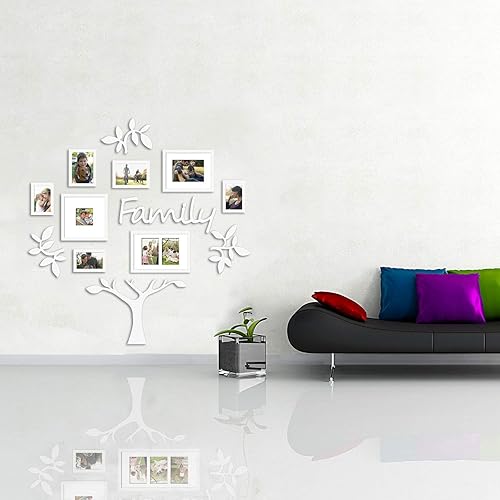 Miniatura 4 de Paquete de 13 marcos de fotos de árbol genealógico con paspartú marfil, tamaño de foto uno de 4 x 4 pulgadas, cinco 4 x 6 pulgadas, tres 5 x 7