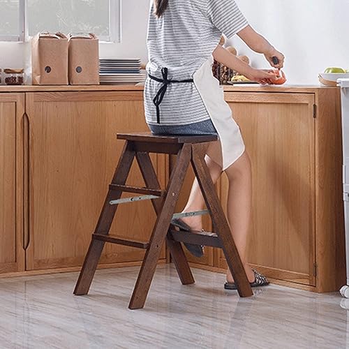 Silla ligera para escaleras, taburete de 2 escalones, taburete de madera plegable para pies pequeños, biblioteca para el hogar, escalera, banco de