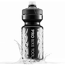 PRO BIKE TOOL Bike Water Bottle 550 ml 19 oz -for All Fitness and Cycling - Soft Silicone Mouthpiece Fast Flow Valve - Easy Squeeze Bidon Black