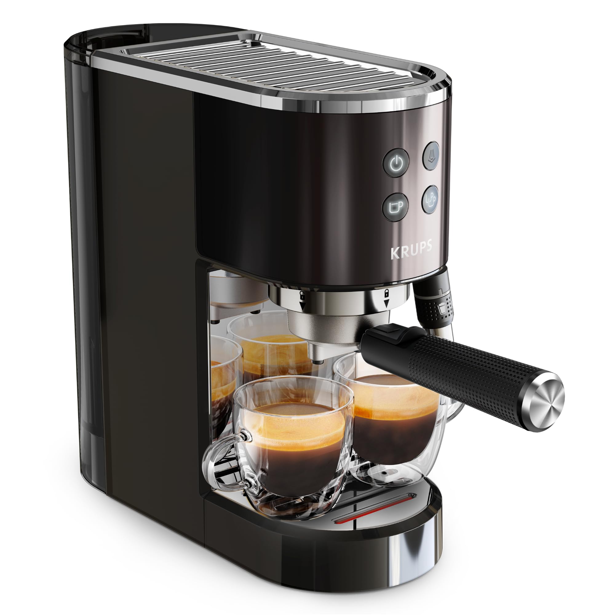 Krups Virtuoso Pump Espresso Machine Compact Black Stainless Steel