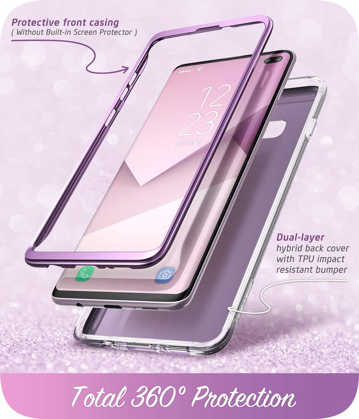 i-Blason Cosmo Series Designed for Galaxy S10 Plus Case Stylish Protective Bumper Case Without Built-in Screen Protector for Samsung Galaxy S10 Plus 2019 Release (Purple)