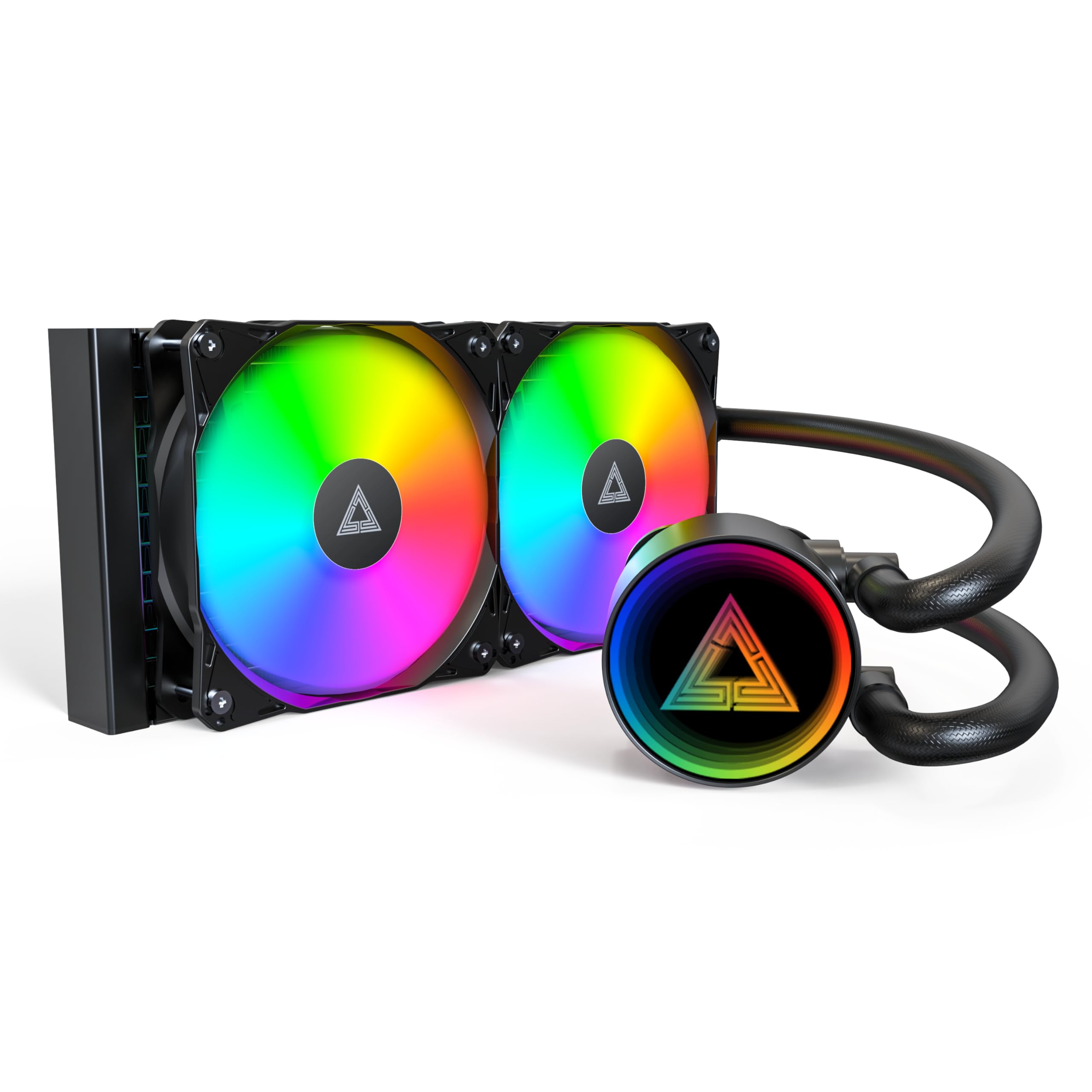 MONTECH Lightflow ARGB 240 Black - Raffreddatore CPU liquido ultra-​silenzioso, pompa 3100 giri/​min, tripla ventola silenziosa, radiatore ad alta efficienza per una dissipazione del calore superiore