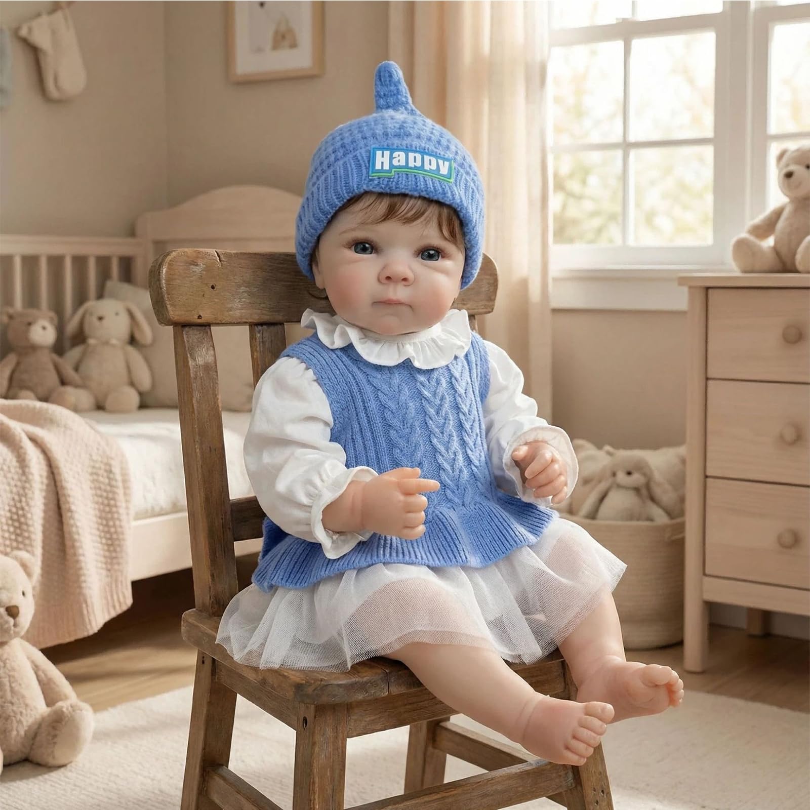 Realistische Reborn Baby Puppen Junge 20 Zoll Neugeborenen Vinyl Vollkörper Silikon, die echtes Leben Lebensechte Kleinkind mit blauen Augen