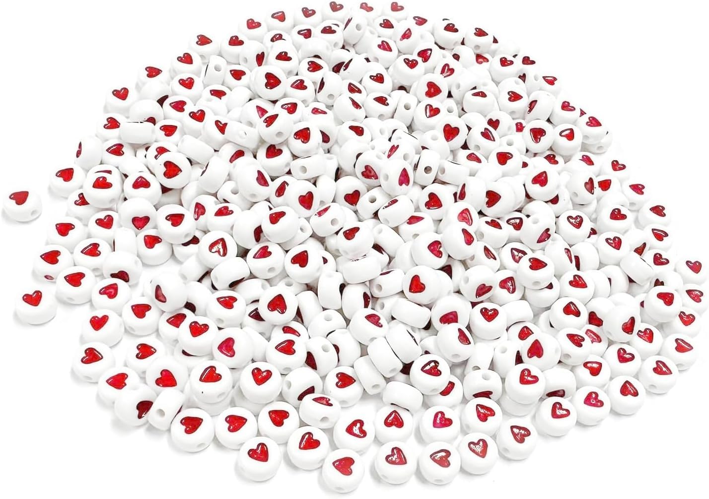 600Pcs White Red Heart Bead Acrylic Love Beads Loose Spacer Beads to Match Letter Pony for Jewelry Making,DIY Bracelets - Image 3