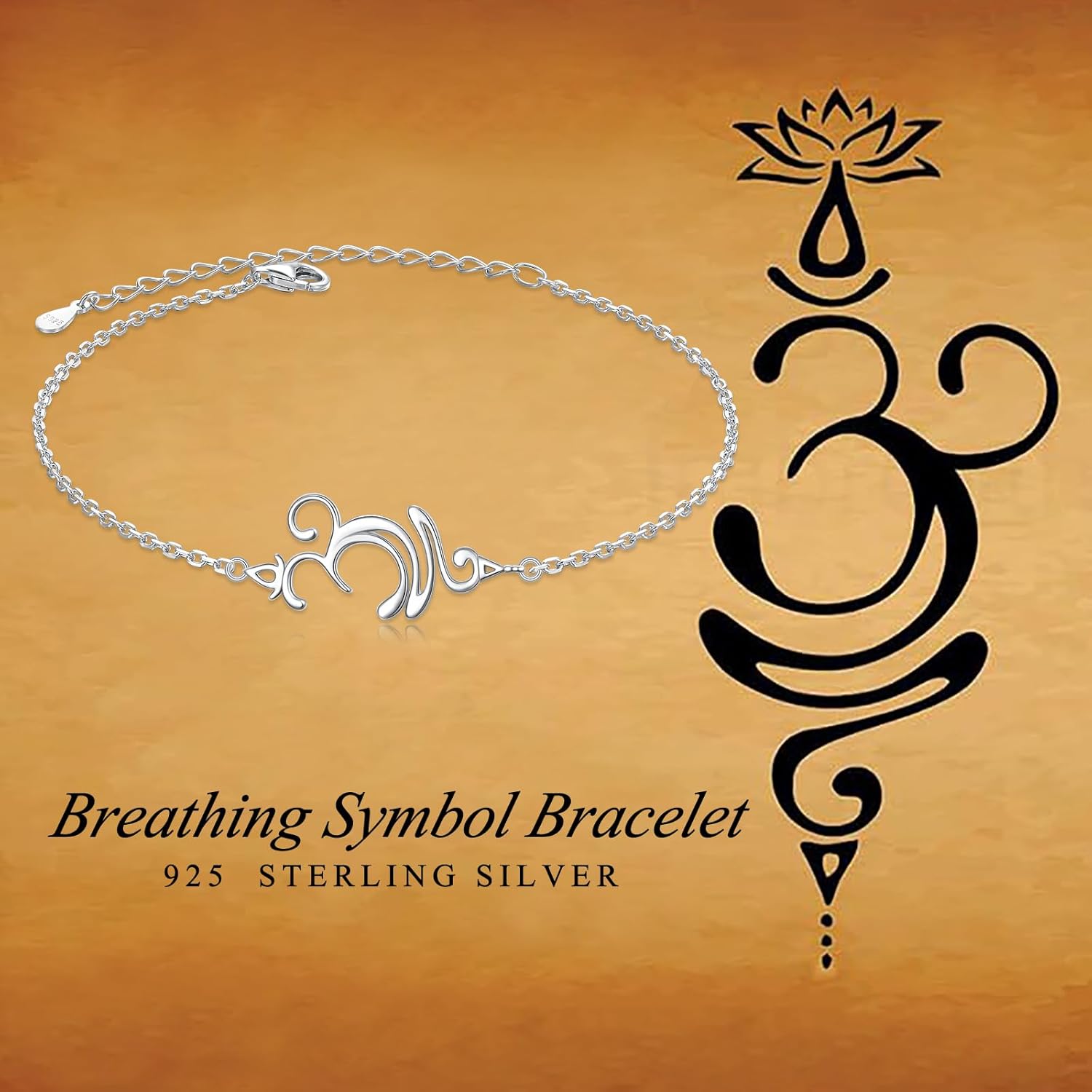 DAOCHONG 925 Sterling Silver Jewelry Om Breathe Symbol Bracelet for Women Gifts - Image 6