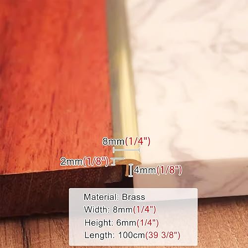 Miniatura 2 de Tira de transición de suelo de moldura en T, de latón, para puertas de alfombra a azulejo, cubierta de costura de cincha, impermeable y cortable