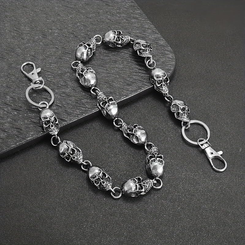 BaBakiak Punk Skull Wallet Chain, Goth Chains for Pants Jeans, Hip Hop Pocket Chain, Halloween Accessories for Men Women