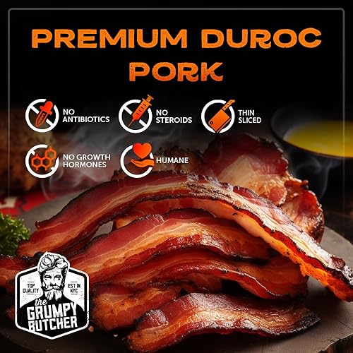 Miniatura 4 de Grumpy Butcher - Tocino de cerdo Duroc totalmente cocido, 150 rebanadas crujientes  Tocino de cerdo ahumado de nogal  Carne de cerdo Duroc lista