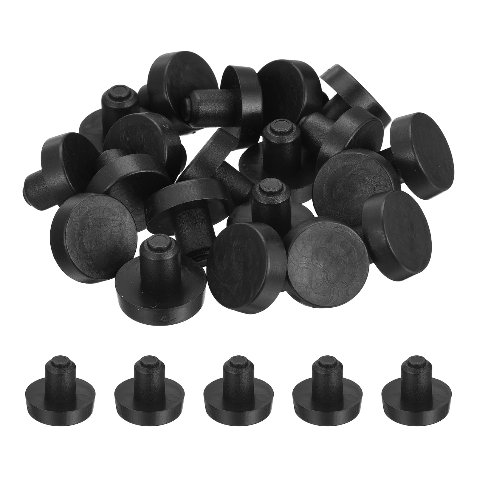 QUARKZMAN 20 Pezzi Paracolpi da Tavolo con Piano in Vetro con Stelo, Cuscinetti Antiscivolo in Plastica per 8mm Foro, Tappi Terminali per Piedi Coperture Protezioni per Sedia Armadio (Nero)