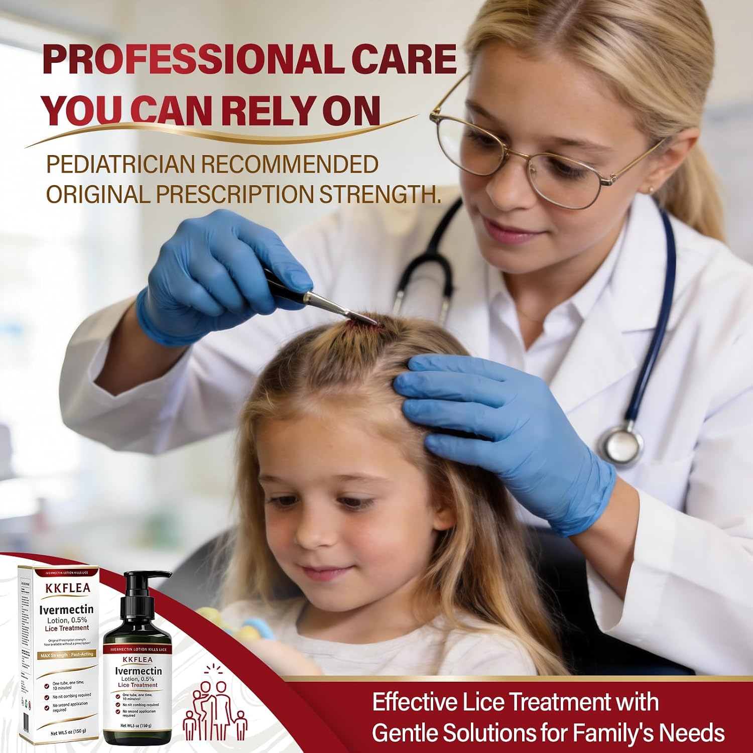 Ivermectin Lotion 0.5% Lice Treatment, Fast-Acting, Head Lice & Eggs Treatment, No Nit Combing Required, for Children & Adults, 5 oz.