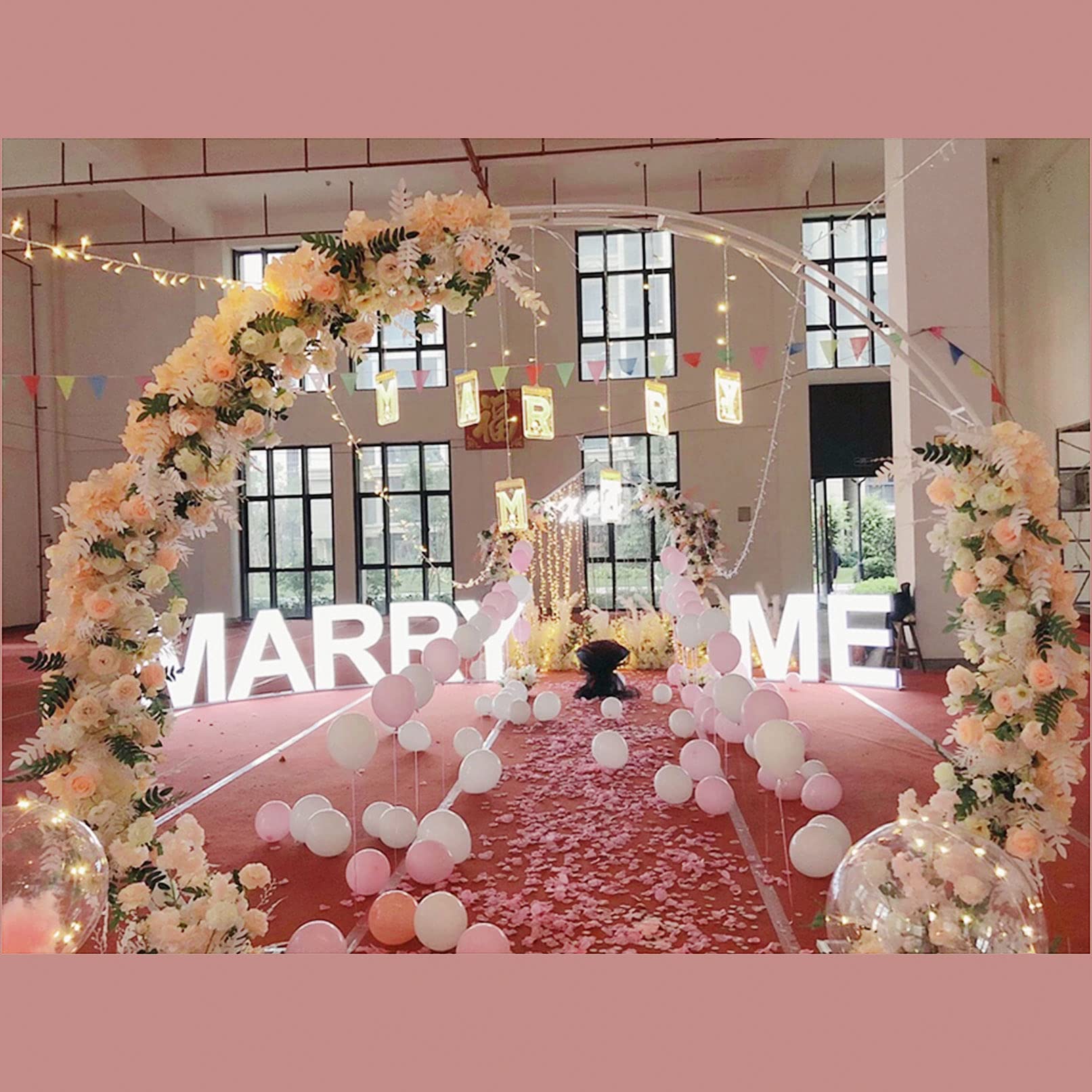 Arco Rotondo Per Matrimoni E Feste – 7 Piedi (2,1m) In Alluminio Bianco, Kit Con Base Ad Acqua - 4