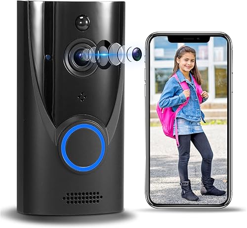 Timbre de video inteligente, cámara de seguridad WiFi, timbre de puerta inalámbrico con detección de movimiento de visión nocturna, aplicación de