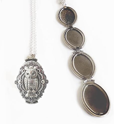 Miniatura 3 de personalized locket necklace with photo, Owl Necklace Custom 4 Photos Locket Necklace Memorial Gifts for Women, Customized Locket for family photo