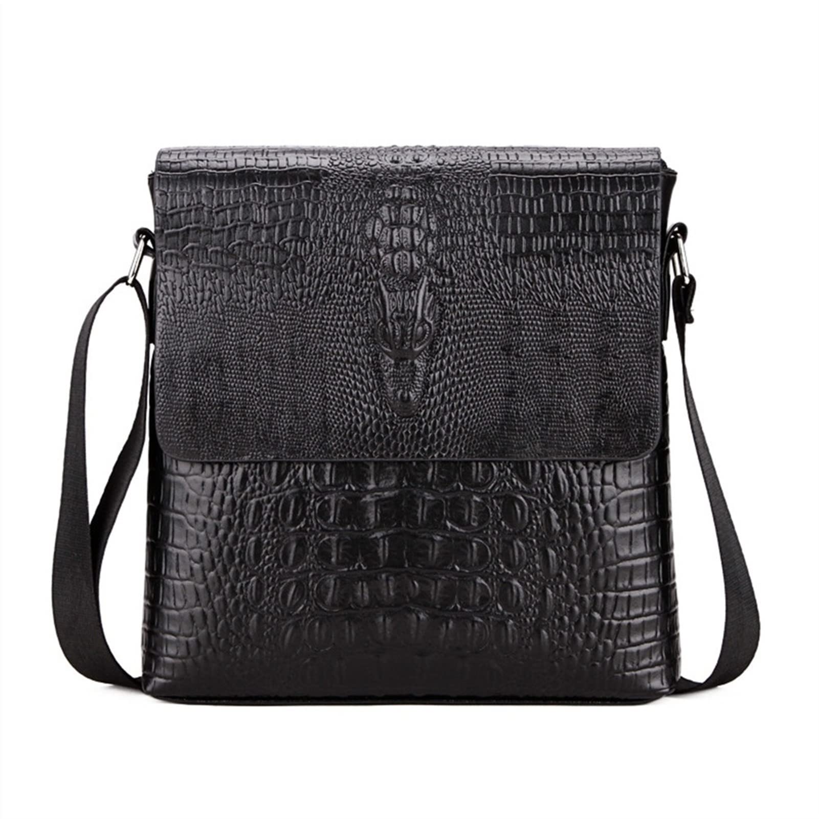 Sac à bandoulière pour hommes en cuir PU crocodile vintage