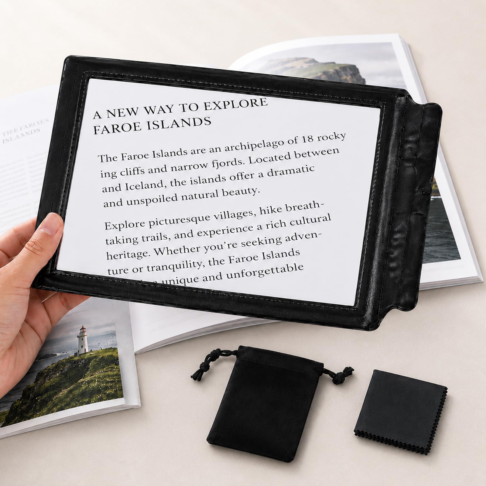 3 Pcs Magnifier For Reading, 5x Magnifying Glasses, Magn-ifying Sheet For Rea-ding For Read With Bendable Design, Reading Aid For Small Prints And Low Vision