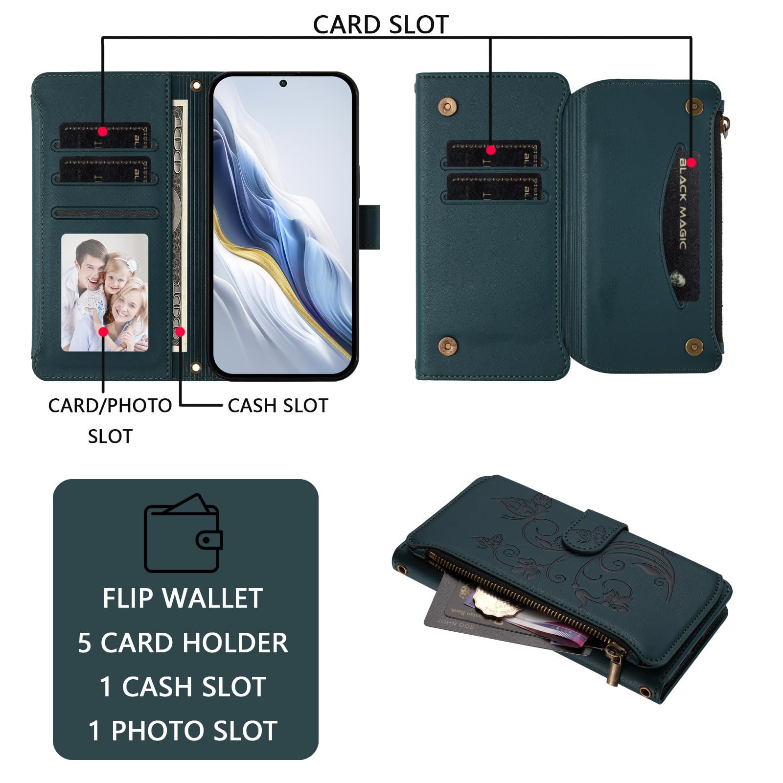 Xinyunew Coque Pour Realme C55 4G 6.72", Pochette Protection Etui Housse Premium En Cuir PU