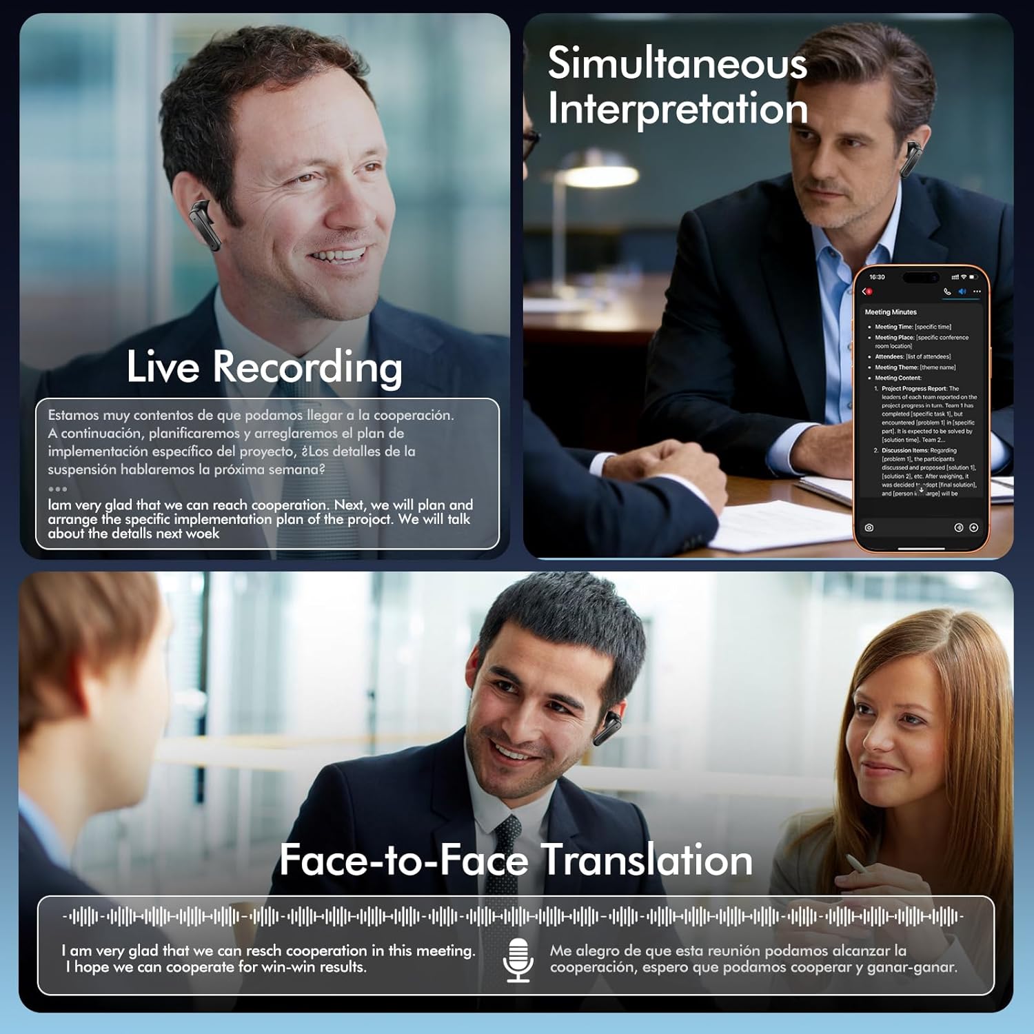 AI Translation Earbud,Spanish & English Live Translation,AI 2025 New 6.0 Pro NE20 Translation Earbuds,LCD Touch Screen,Intelligent Noise Reduction,Suitable for Travelling,Suitable for business use - Image 4