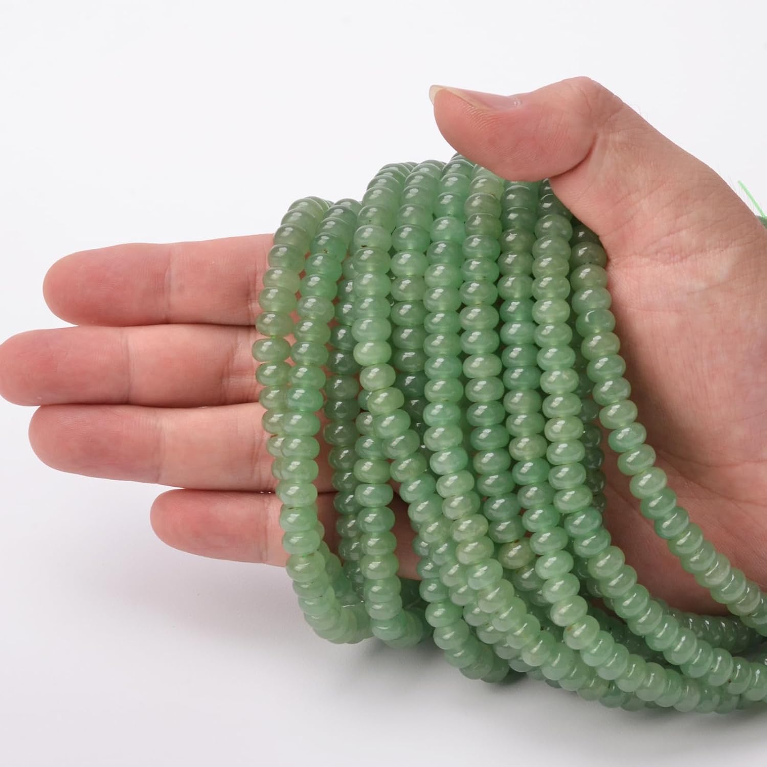 ICAI Beads 5x8mm Natural Rondelle Spacer Loose Beads for Jewelry Making DIY Crafts Design 1 Strand 15" APPR (Green Aventurine) - Image 3