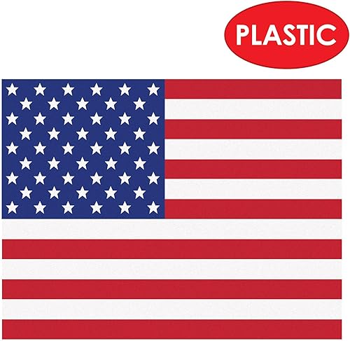 Miniatura 3 de Beistle 4 manteles individuales de plástico de 10 x 13 pulgadas con la bandera estadounidense para fiesta patriótica del 4 de julio, decoración de