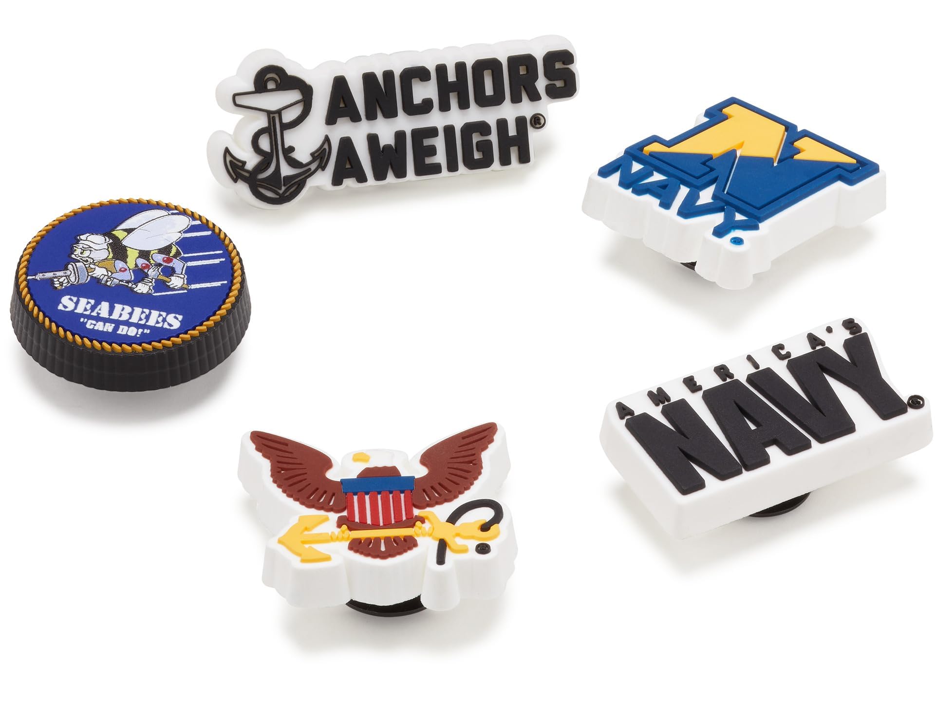 Crocs Unisex's Jibbitz Military Shoe Charms for Adults, US Navy, 5 Pack