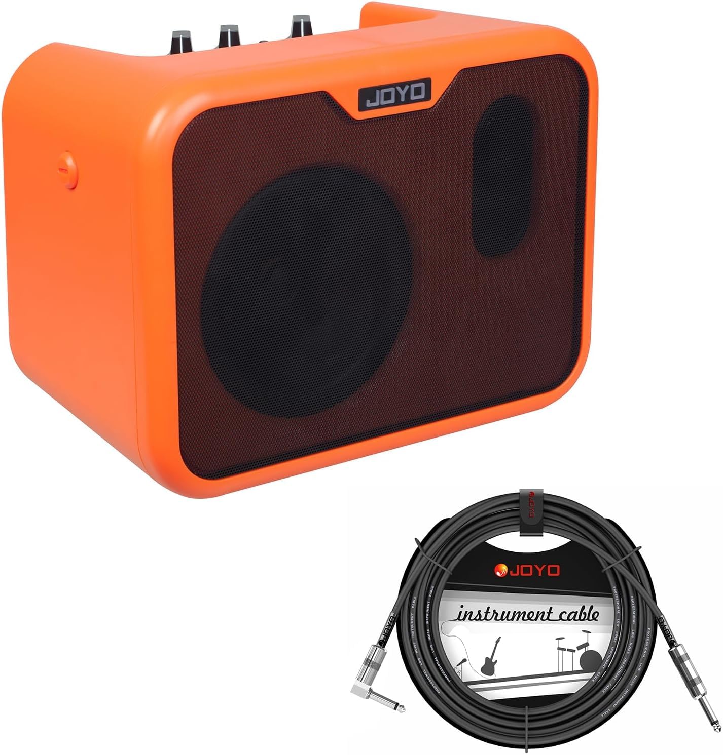 JOYO 10W Small Acoustic Guitar Amplifier with 15ft Guitar Cable Portable Mini Practice Amp Battery Powered Combo Dual Channel (CMA-10A)