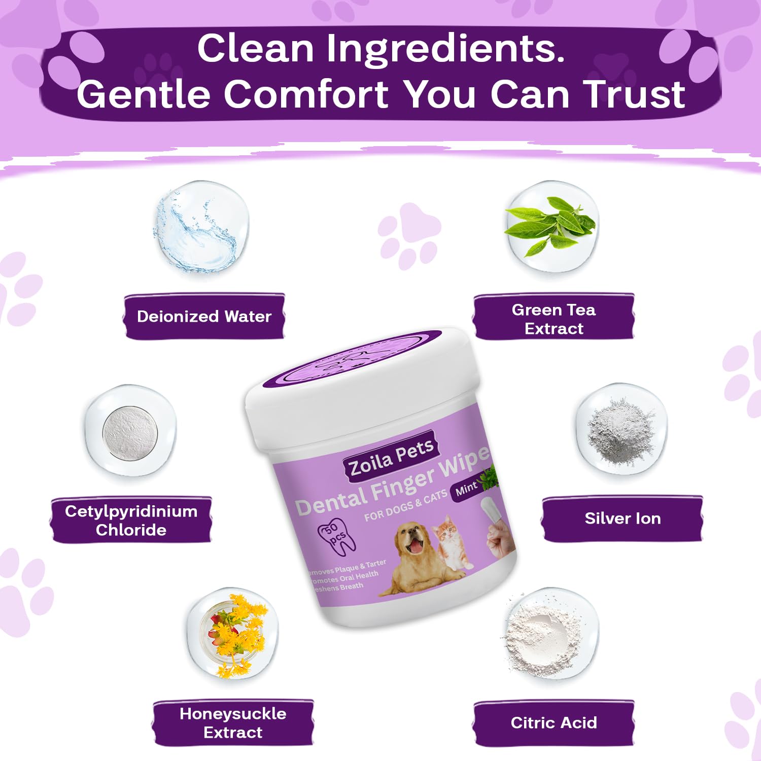 Dental Wipes Mint Scented – Best Dog Teeth Cleaning, Dog Dental Wipes for Dogs Teeth, Finger Toothbrush for Dogs and Cats, Oral Care, Remove Plaque, Tartar & Bad Breath – 50 Count - image 4