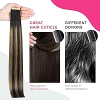 Vista 160 de Lashey Extensiones de Cabello Humano con Cinta Adhesiva Negro Natural 100% Remy Cabello Humano Liso Extensiones de Cabello con Cinta Largas de 24