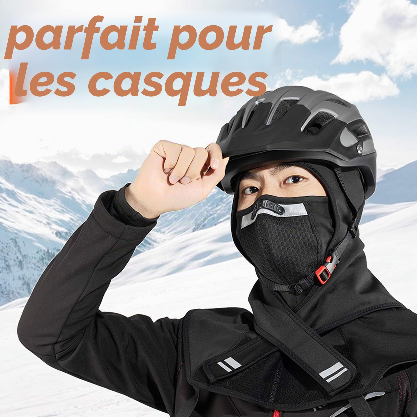 ROCKBROS Cagoule Balaclava Polaire Coupe-Vent Thermique Hiver Respirant Tour de Cou avec Filtres pour Moto Vélo Ski Homme Femme Noir