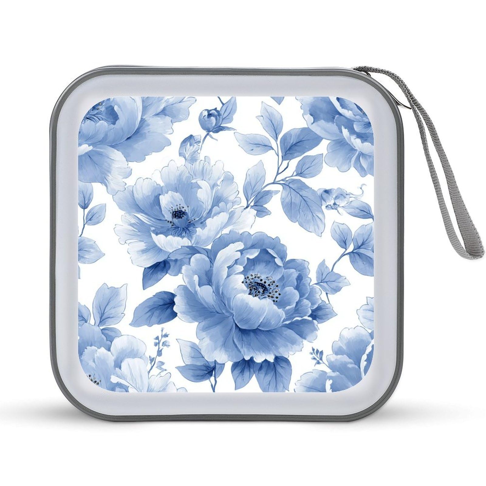 Jubonexis Large Chinoiserie Peony Blooms with Leaves CD Case DVD Storage Case Portable for Car Home Travel