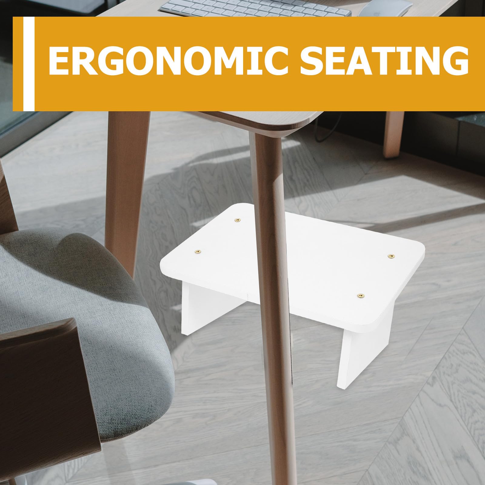 Sgabello Poggiapiedi per Comfort e Sollievo Supporto Ergonomico in Legno Bianco sotto Tavolo per Postura Corretta e Uso Domestico