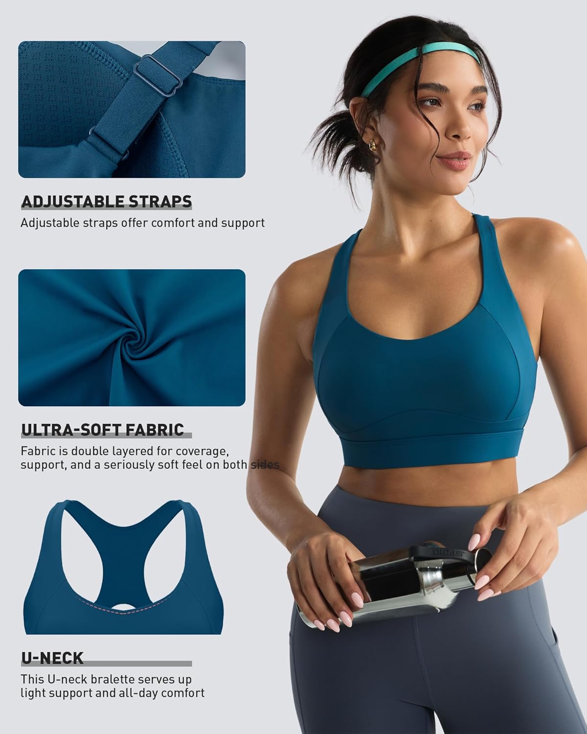 RUNNING GIRL Adjustable Straps High Impact Sports Bra for Women,High Support Workout Sports Bras with Sewn in Pads - Image 2