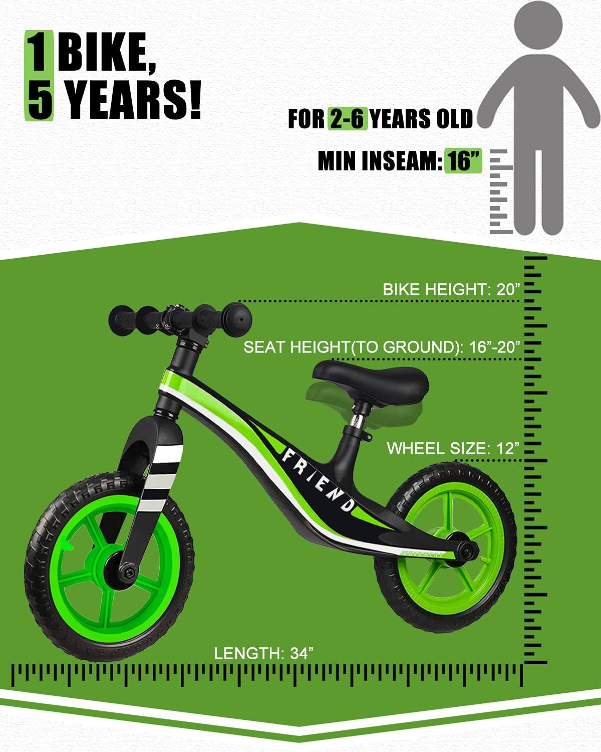 YOUQIQU Balance Bike, Kids Balance Bike for 2 3 4 5 6 Year Old Boys and Girls, 12" Toddler Baby Balance Bike High-end Magnesium Alloy Frame, EVA Foam Or Air Rubber Tires(Blue, Black, White) : Toys & Games