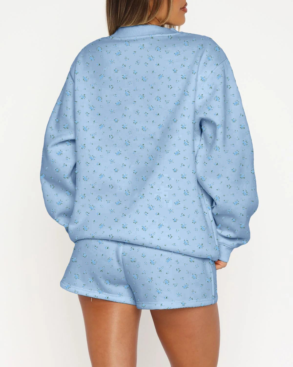 BAIGRAM Women Oversized Crew Neck Snowflake Ditsy Floral Sweatshirt Comfy Fleece Pullover Y2K Aesthetic 2025 Fall Clothes - Image 3