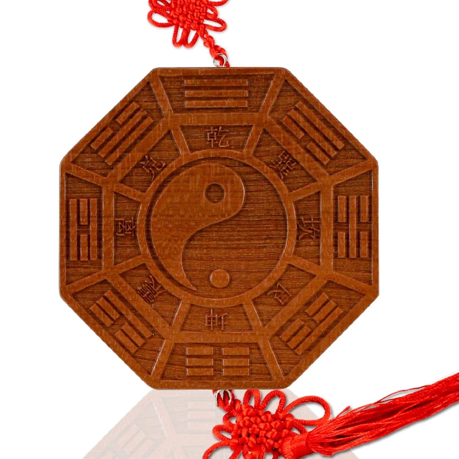HDBCYUAZ Traditional Chinese Feng Shui Bagua Mirror Wooden Lucky FengShui Home Decoration(14cm)