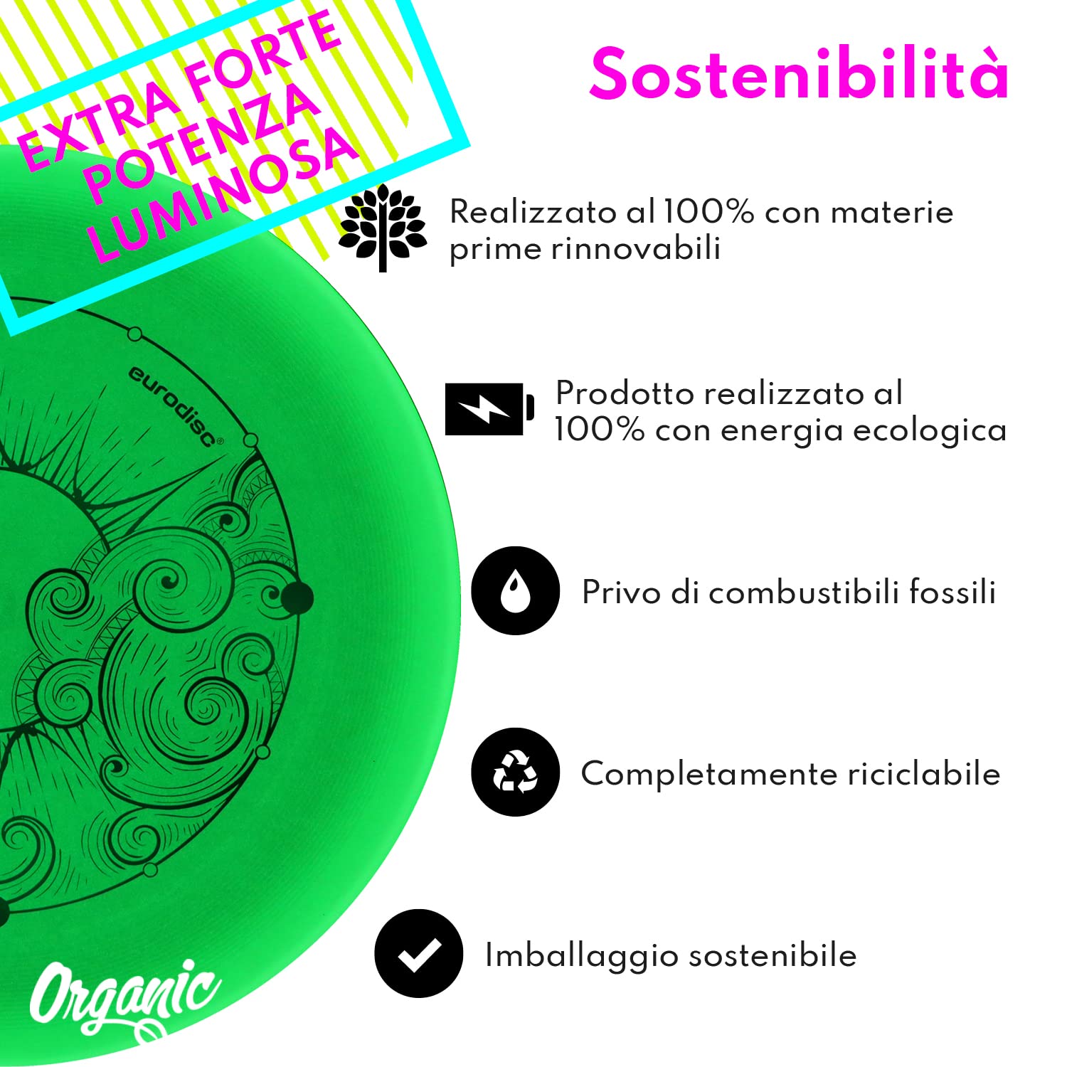 eurodisc Superglow Frisbee Unisex-Youth
